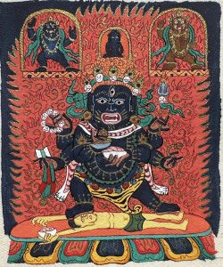 编号118-9058882：彩绘小唐卡-六臂玛哈嘎拉（长方形·5*4CM左右）