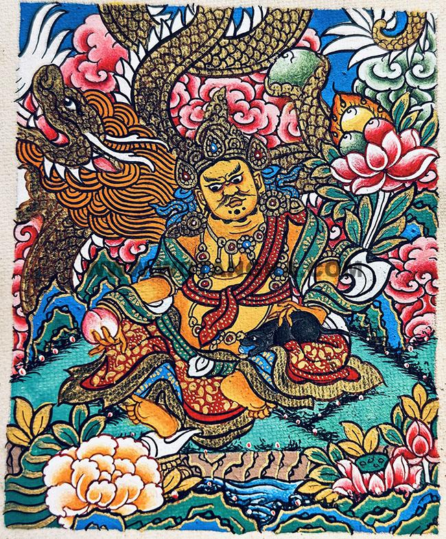 编号118-9069928：彩绘小唐卡-黄财神（长方形·5*4CM左右）