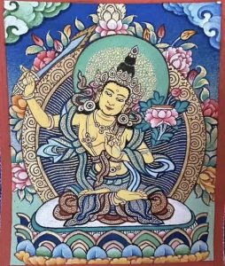 编号118-9131431：彩绘小唐卡-文殊菩萨（长方形·5*4CM左右）