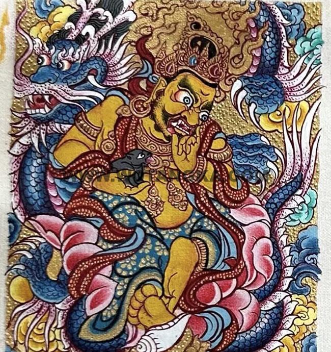 编号118-9311646：彩绘小唐卡-黄财神（长方形·5*4CM左右）