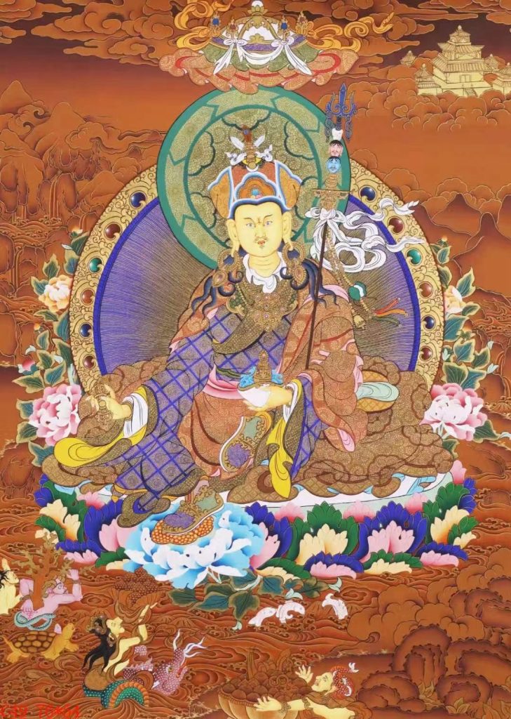 编号138-113672：红金唐卡-莲花生大士（76*54CM左右）