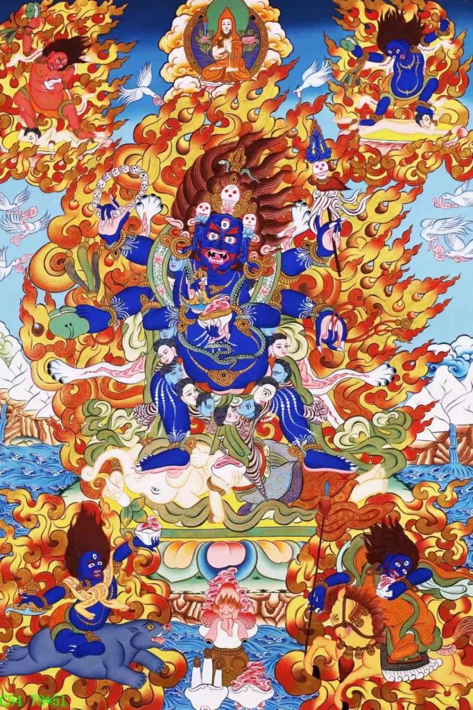编号138-115637：彩绘唐卡-六臂玛哈嘎拉（78*51CM左右）