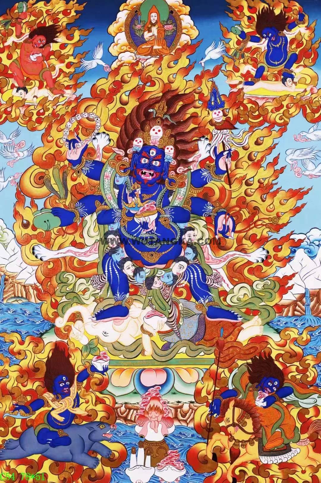 编号138-115637:彩绘唐卡-六臂玛哈嘎拉(78*51CM左右)