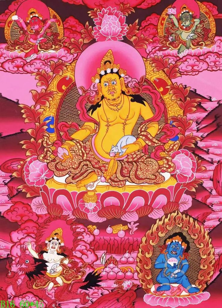 编号138-322572：红金唐卡-黄财神·五方财神（60*45CM左右）