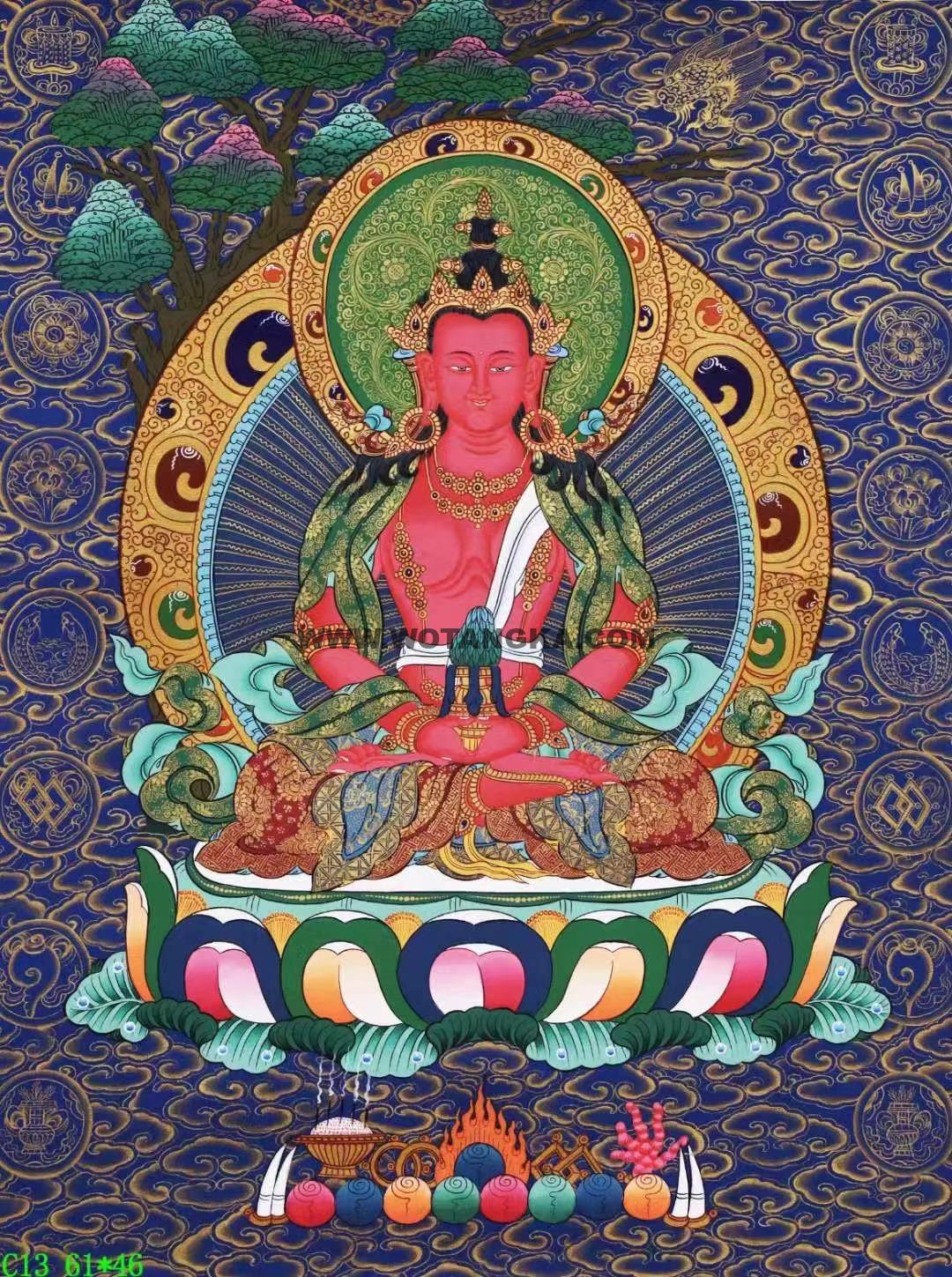 编号138-334572:彩绘唐卡-长寿佛(61*46CM左右)