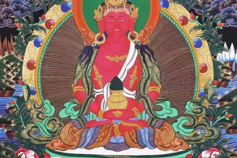 编号138-362572：彩绘唐卡-长寿佛（91*62CM左右）