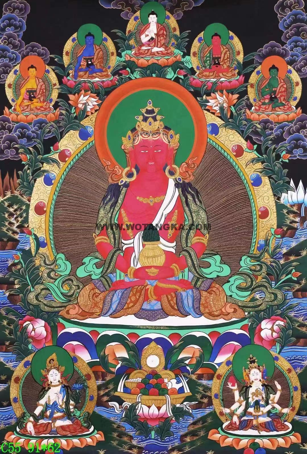 编号138-362572:彩绘唐卡-长寿佛(91*62CM左右)