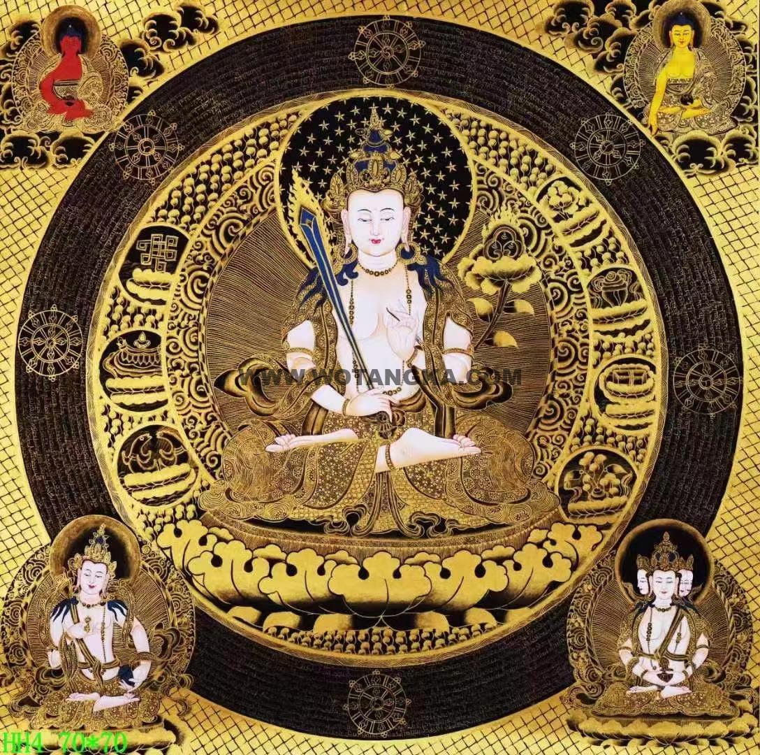 编号138-373642：黑金唐卡-虚空藏菩萨（70*70CM左右）