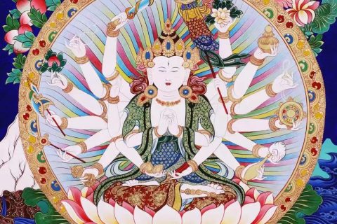 编号138-432542：彩绘唐卡-准提佛母（80*60CM左右）