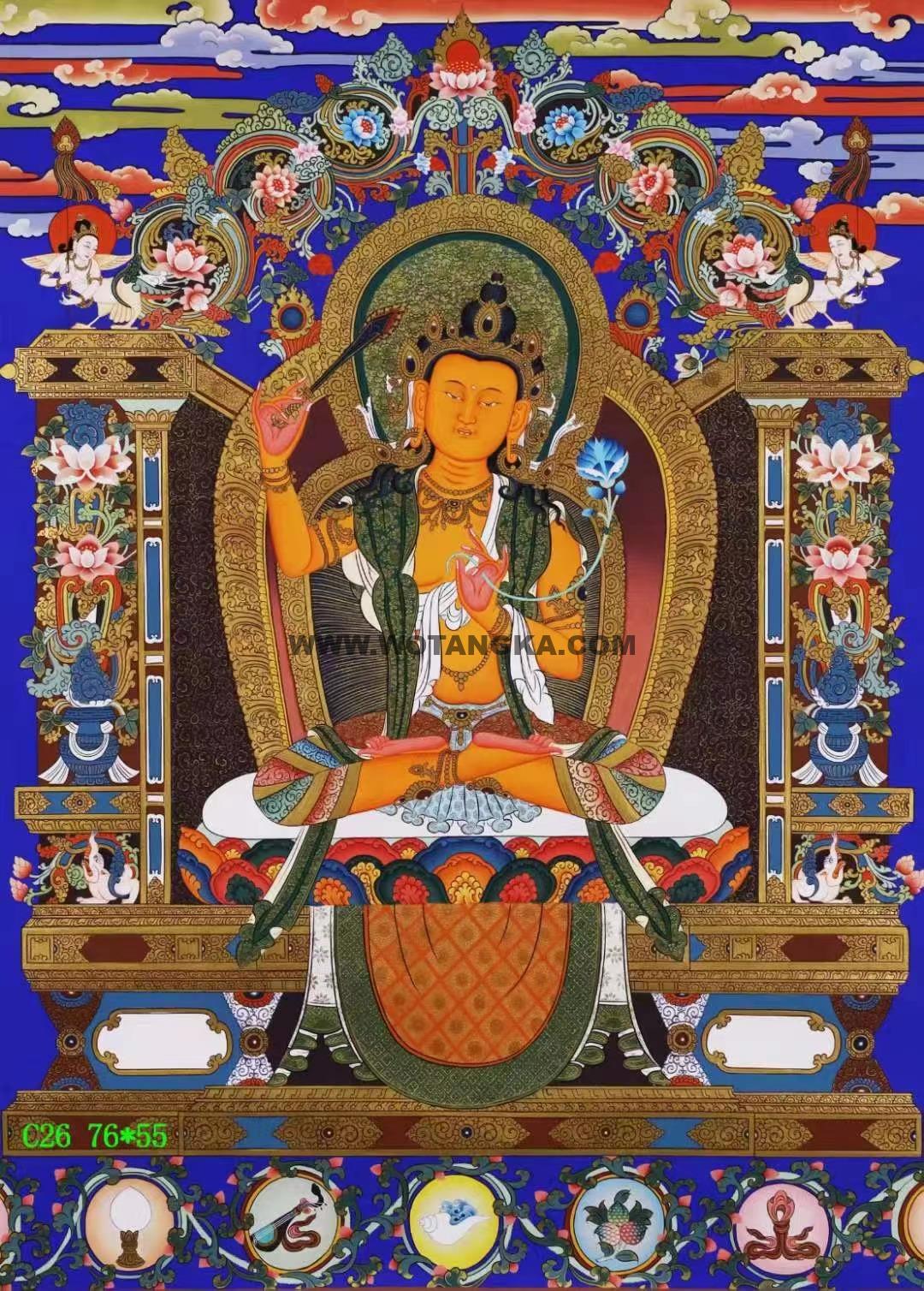 编号138-622321：彩绘唐卡-文殊菩萨（76*55CM左右）