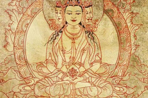 编号138-668791：黄金唐卡-四面大日如来（23*16CM左右）