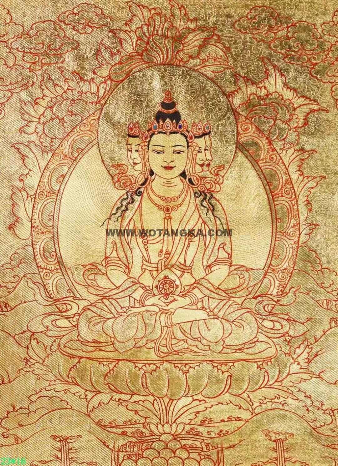 编号138-668791:黄金唐卡-四面大日如来(23*16CM左右)