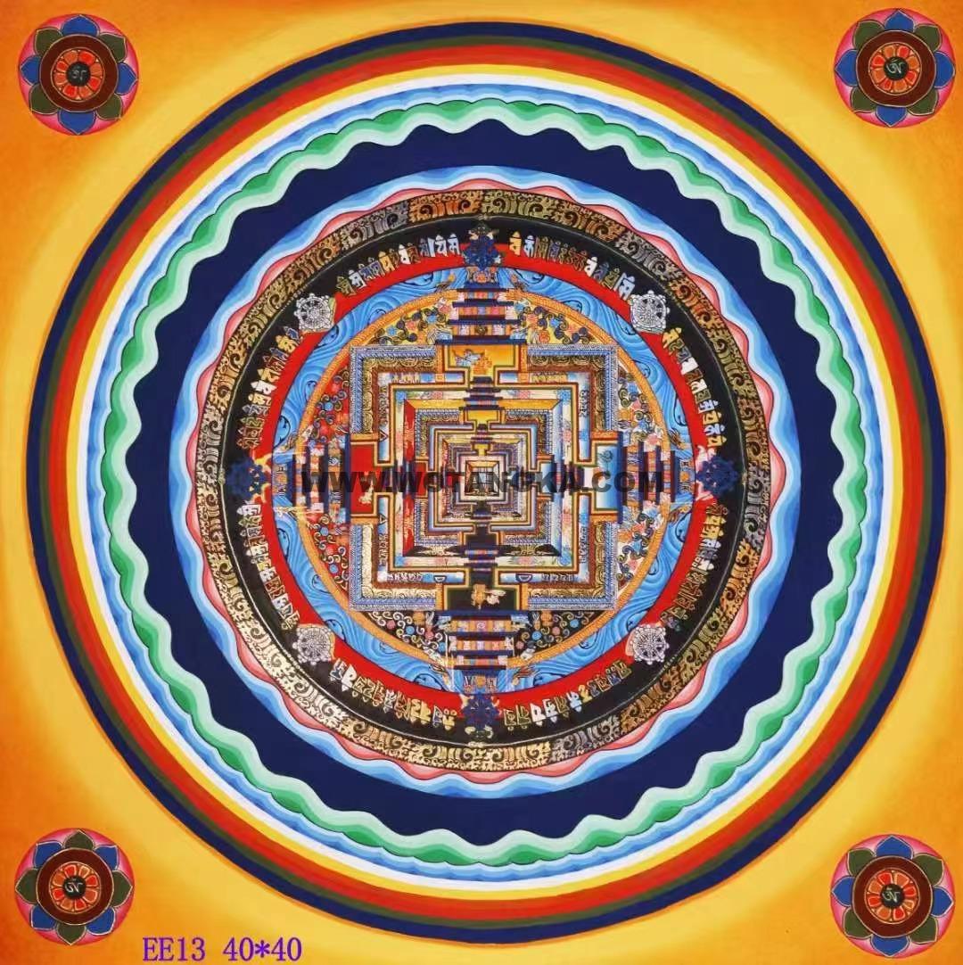 编号138-732458：彩绘唐卡-时轮金刚坛城（40*40CM左右）