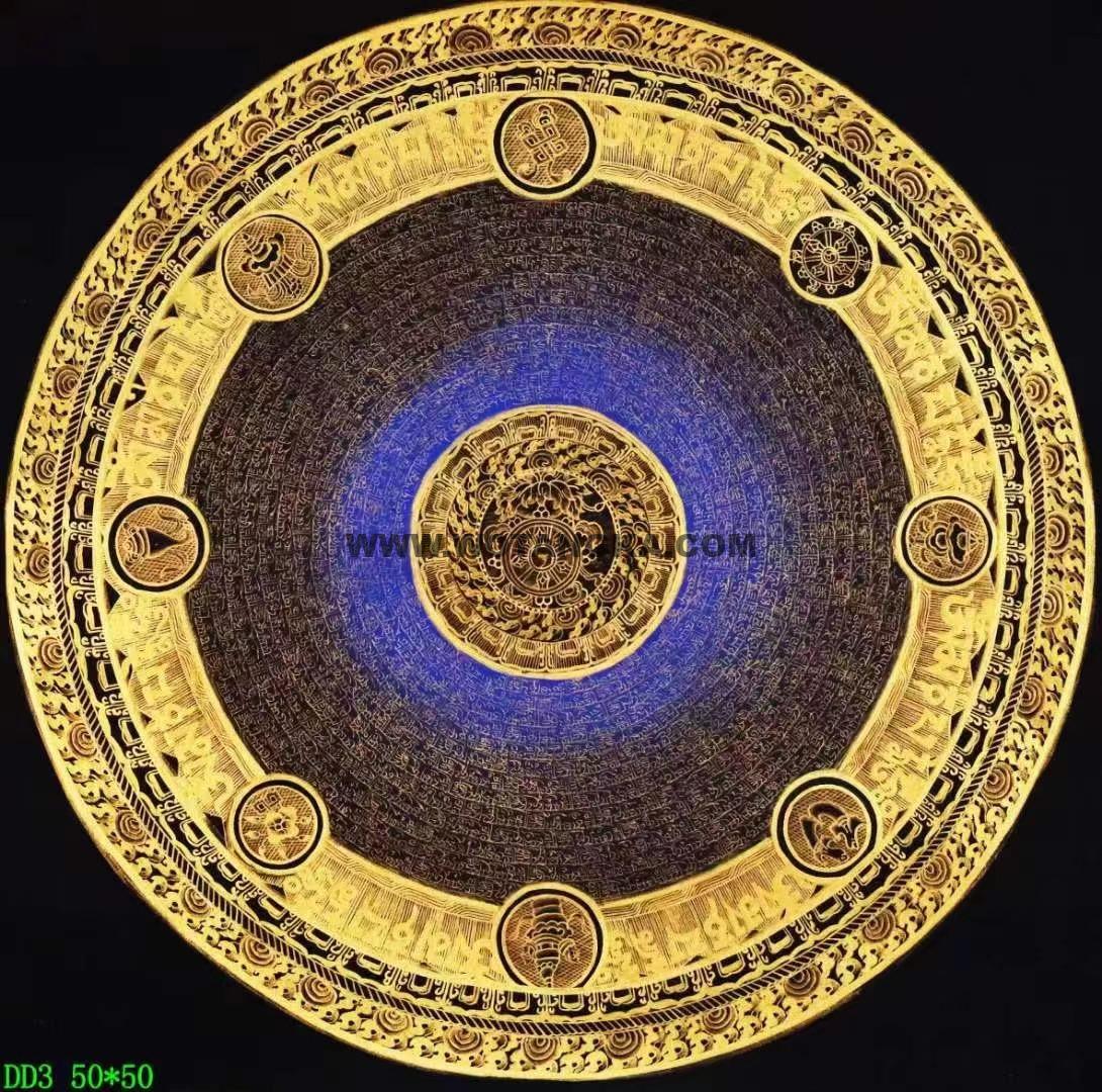 编号138-778918:黑金唐卡-吉祥八宝坛城(50*50CM左右)