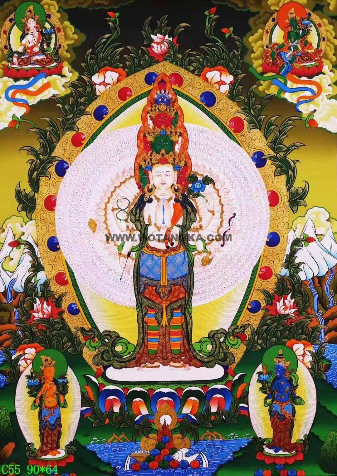 编号138-927497:彩绘唐卡-千手观音(90*64CM左右)