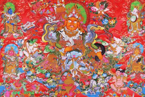 编号138-927897：红金唐卡-财宝天王（69*99CM左右）
