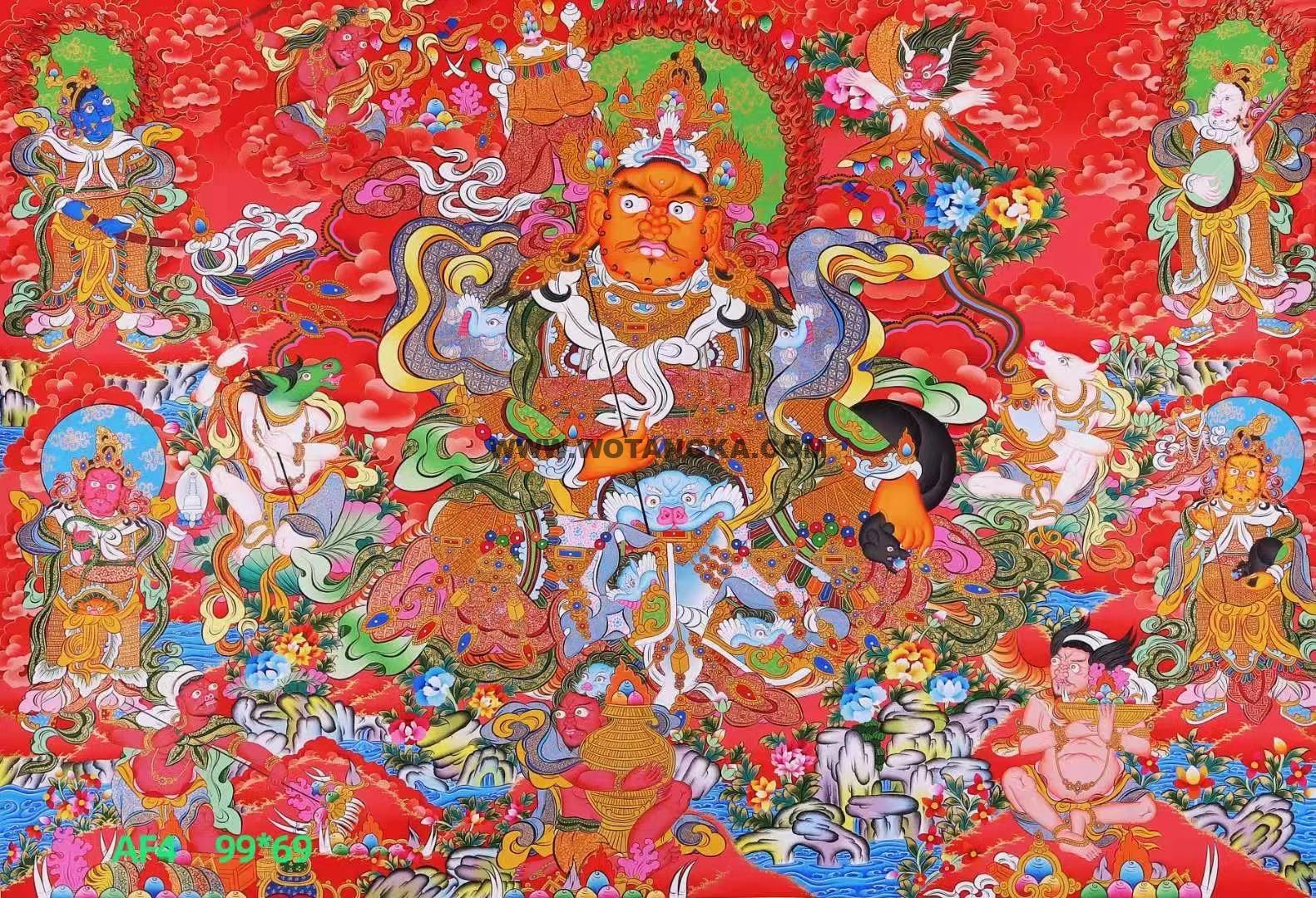 编号138-927897:红金唐卡-财宝天王(69*99CM左右)