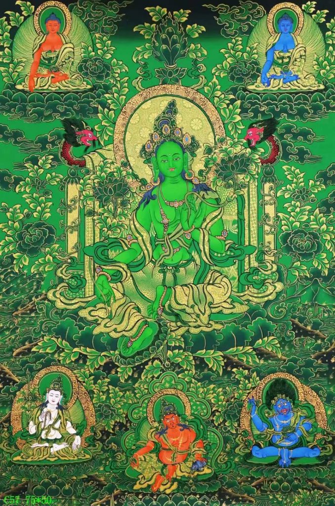 编号138-937575：绿金唐卡-绿度母（75*50CM左右）
