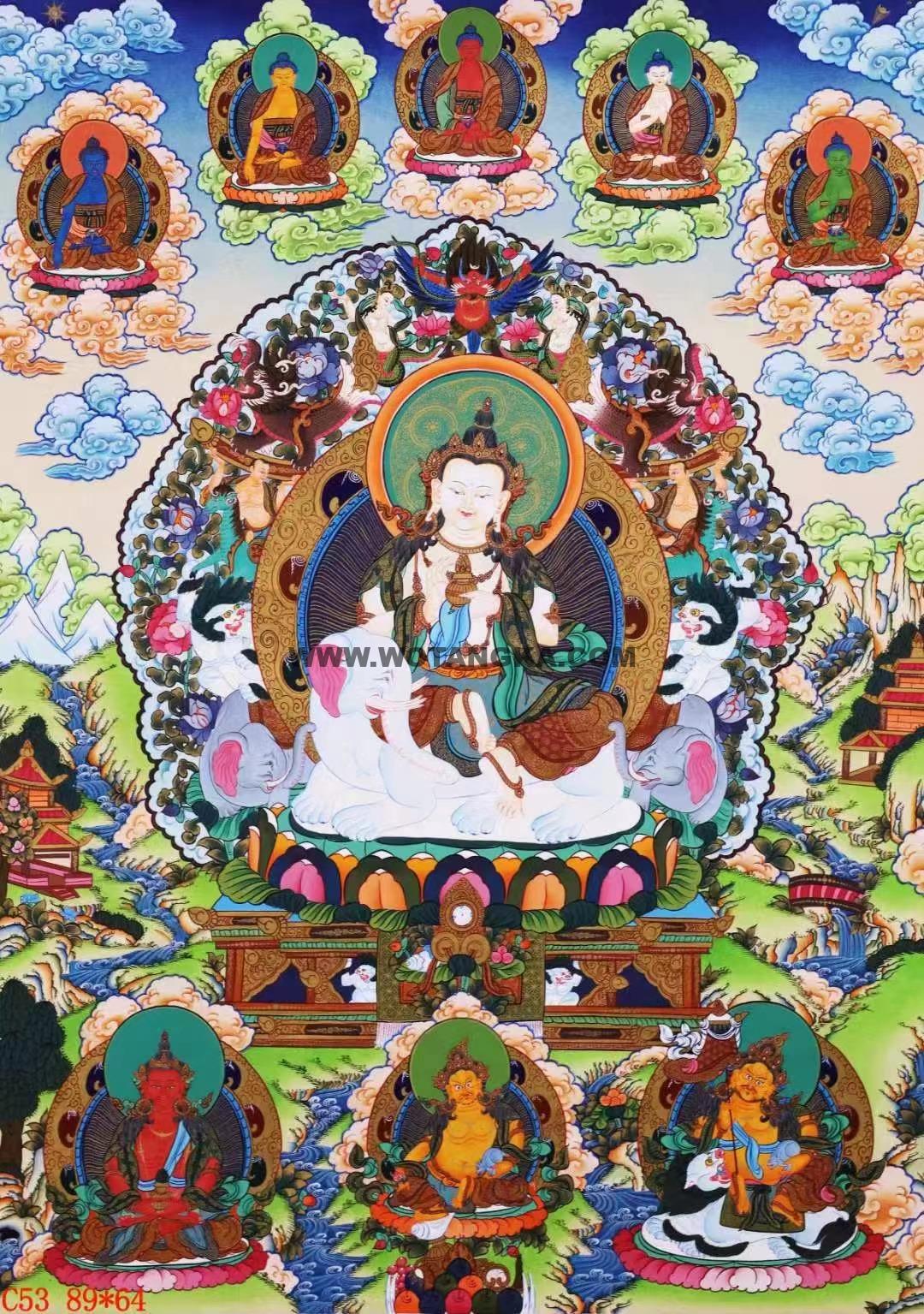 编号138-957897:彩绘唐卡-普贤菩萨(89*64CM左右)