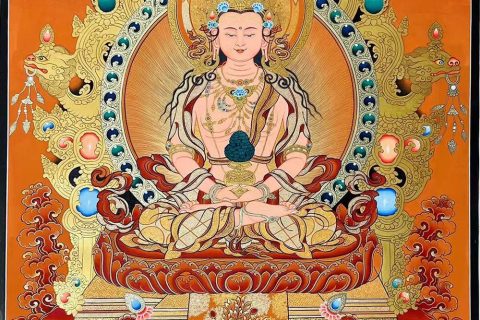 编号188-304750：红金唐卡-长寿佛（80*60CM左右）