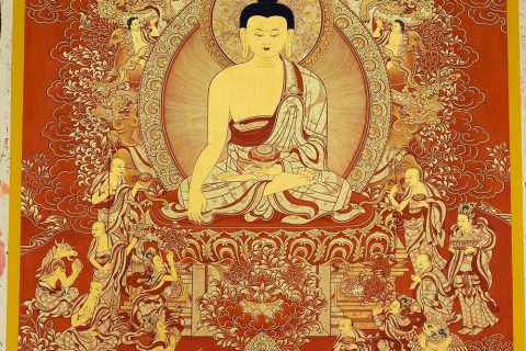 编号188-317072：红金唐卡-释迦牟尼佛（100*70CM左右）