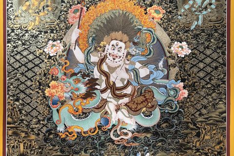 编号188-637978：黑金唐卡-白财神·五方财神（100*70CM左右）