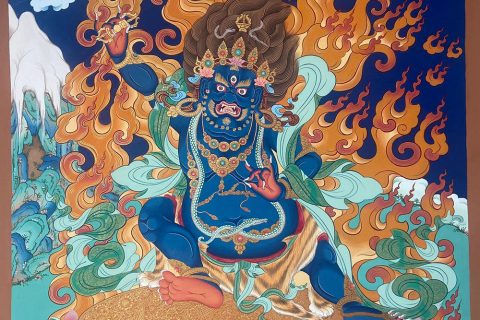 编号188-789651：彩绘唐卡-金刚手菩萨（60*45CM左右）