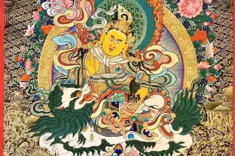 编号188-837780：黑金唐卡-财宝天王·五方财神（100*70CM左右）