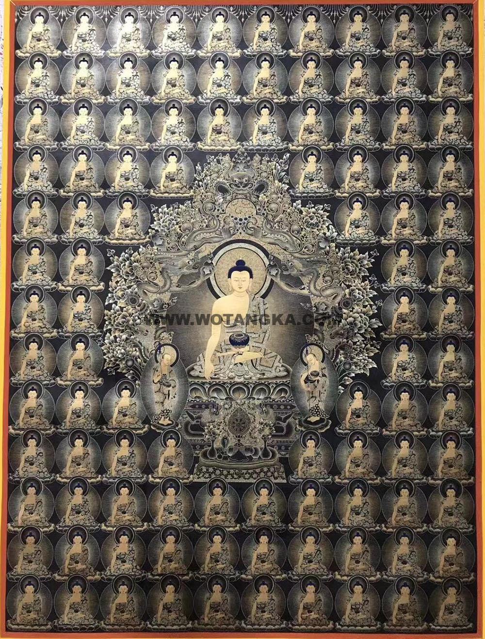 编号188-839381:黑金唐卡-释迦牟尼佛(180*130CM左右)