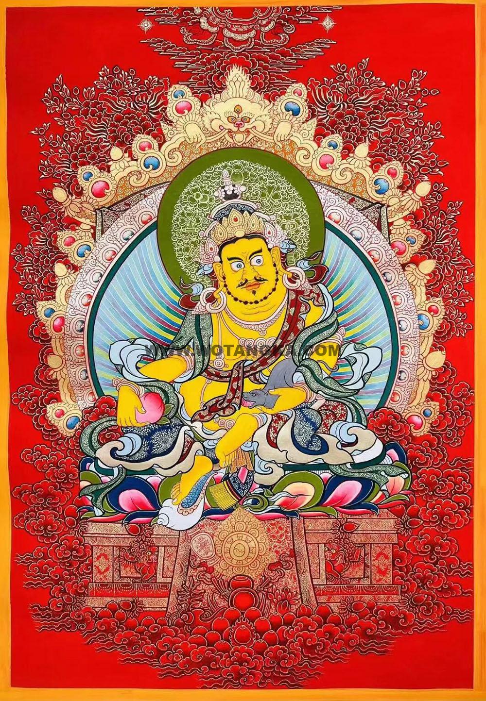 |已结缘·可定制|唐卡寄卖编号:JM·188-933204-黄财神虹光法身宝座财富供养图(红唐)