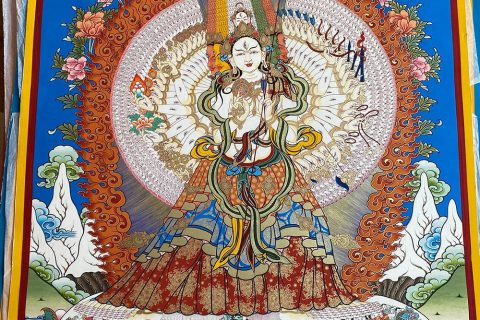 编号188-953389：彩绘唐卡-大白伞盖佛母（80*60CM左右）