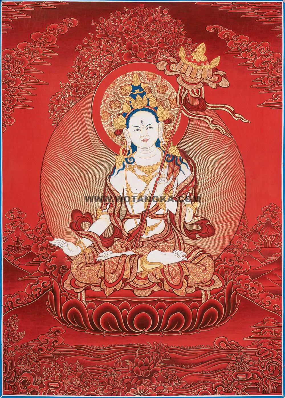 热贡-拉旦本·画院:红金唐卡-大白伞盖佛母(60*45CM左右)