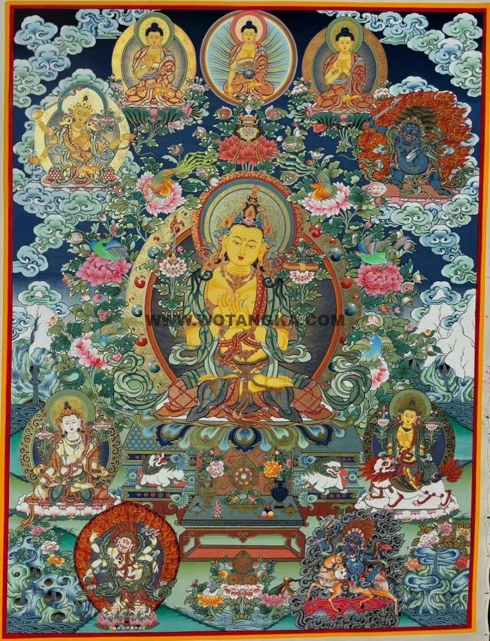 编号188-988799:彩绘唐卡-文殊菩萨·五部文殊(100*70CM左右)