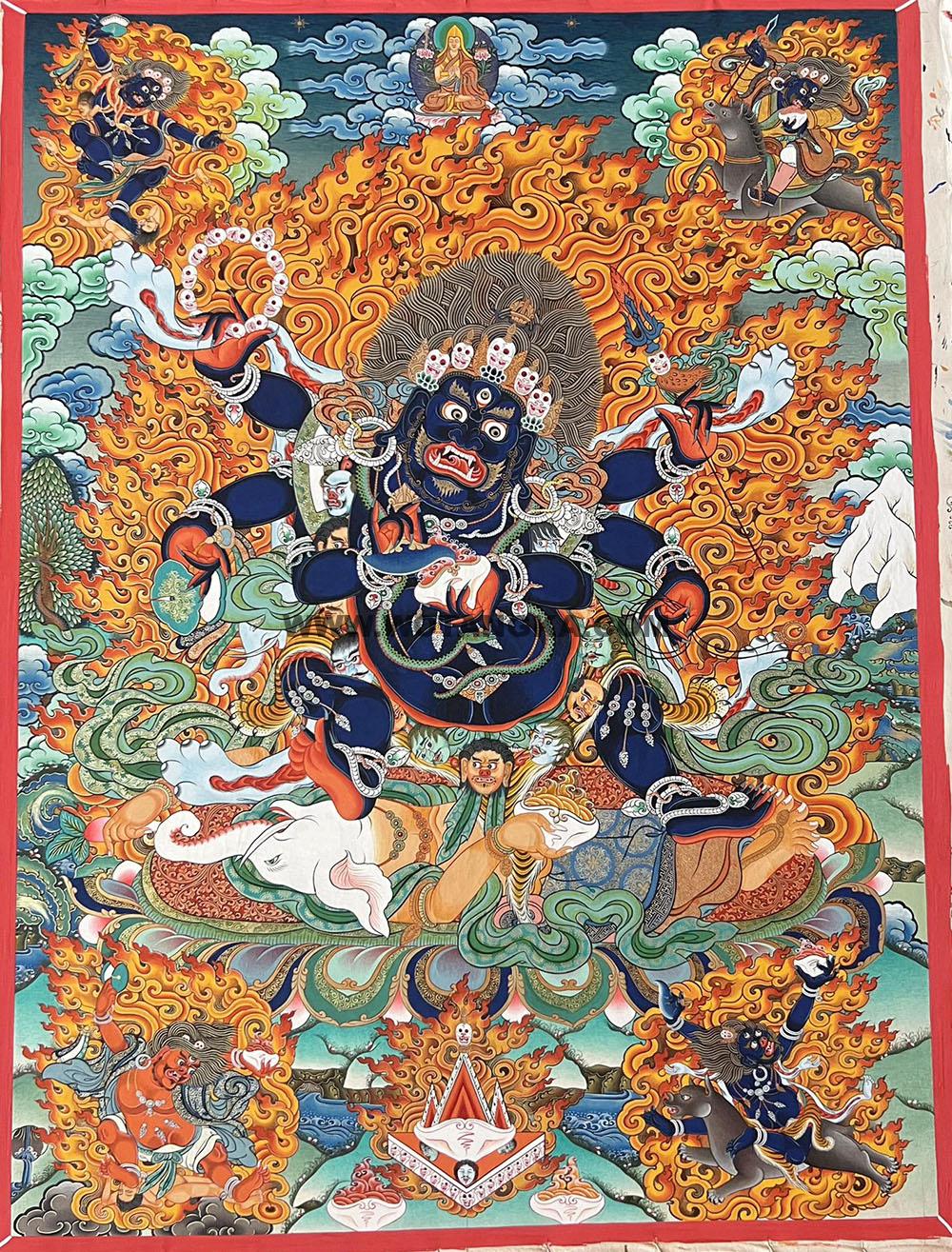编号188-997962:彩绘唐卡-六臂玛哈嘎拉(100*70CM左右)