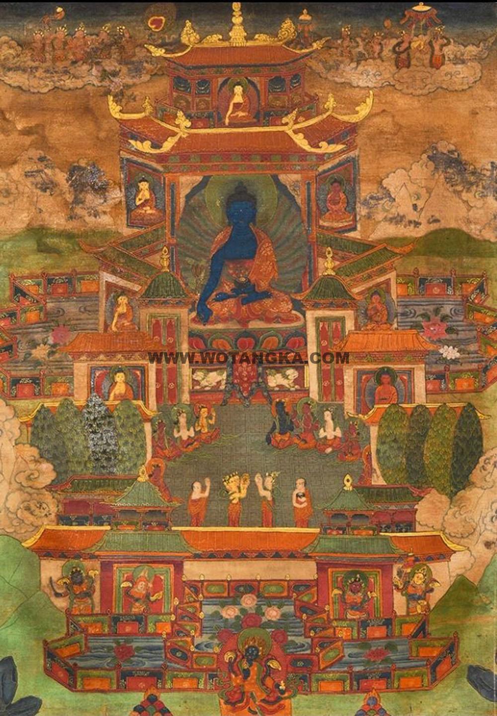 沃唐卡编号AC63570：药师琉璃净土