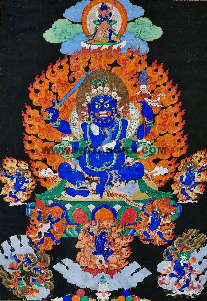 沃唐卡编号AC86846：四臂大黑天