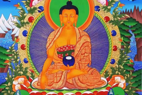 编号138-127872：彩绘唐卡-释迦牟尼佛（90*61CM左右）
