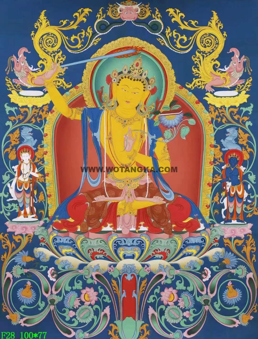 编号138-187652：彩绘唐卡-文殊菩萨（100*77CM左右）