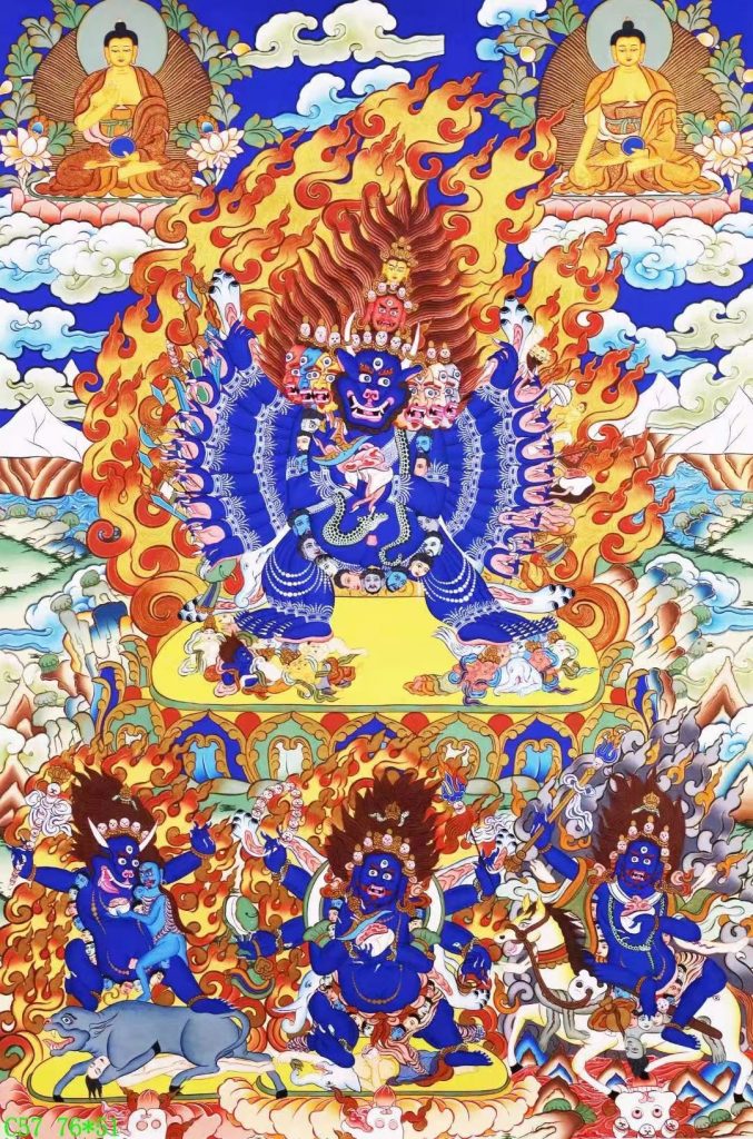 编号138-402142：彩绘唐卡-大威德金刚（76*51CM左右）