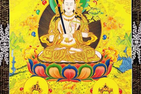 编号138-568713：彩绘唐卡-虚空藏菩萨（83*58CM左右）