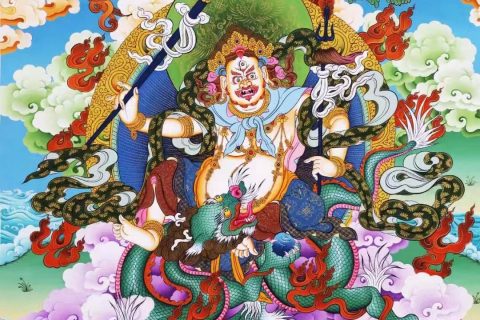 编号138-927747：彩绘唐卡-白财神（76*53CM左右）