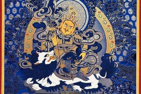 编号188-228931：蓝金唐卡-财宝天王·五方财神（100*70CM左右）