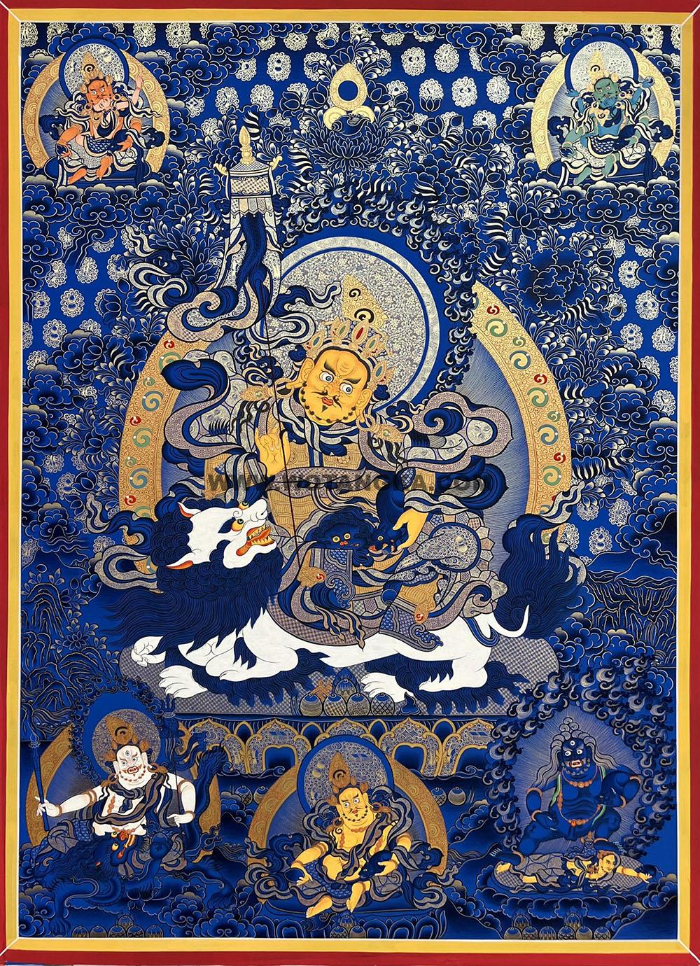 编号188-228931:蓝金唐卡-财宝天王·五方财神(100*70CM左右)