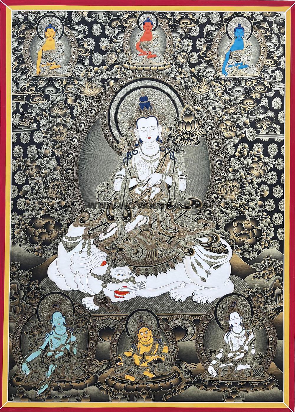 热贡-拉旦本·画院:黑金唐卡-普贤菩萨(100*70CM左右)