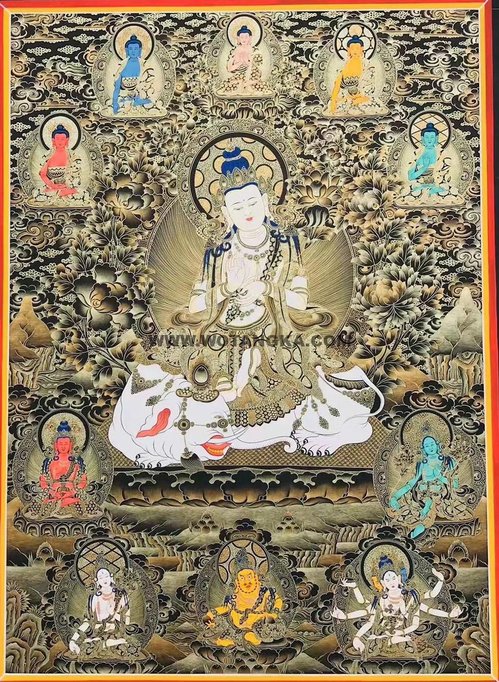 编号188-305109:黑金唐卡-普贤菩萨(100*70CM左右)