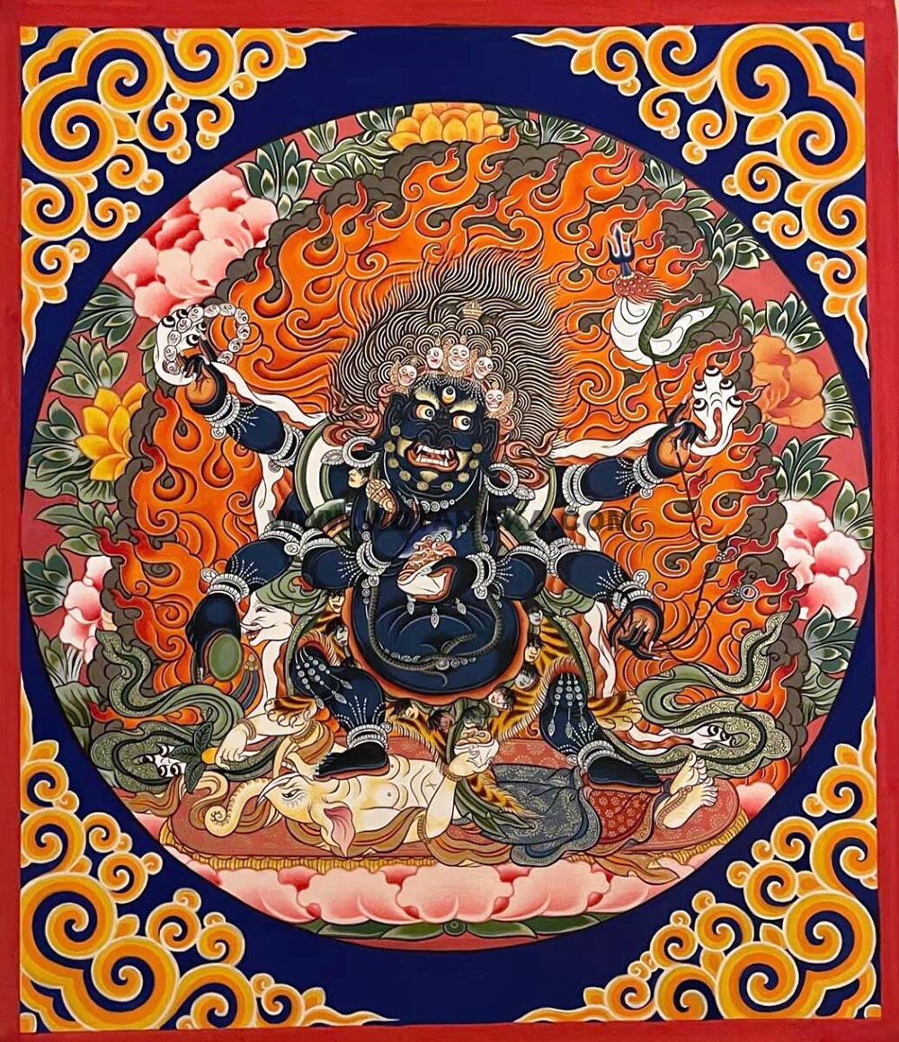 编号188-412097:彩绘唐卡-六臂玛哈嘎拉(50*50CM左右)