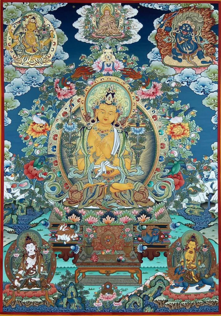 编号188-449701：彩绘唐卡-文殊菩萨·五部文殊（100*70CM左右）