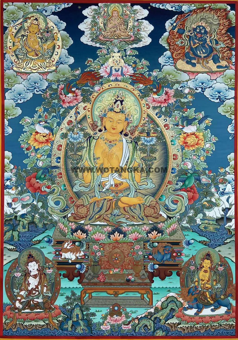 编号188-449701:彩绘唐卡-文殊菩萨·五部文殊(100*70CM左右)