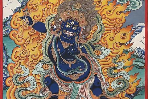 编号188-533659：彩绘唐卡-金刚手菩萨（60*45CM左右）