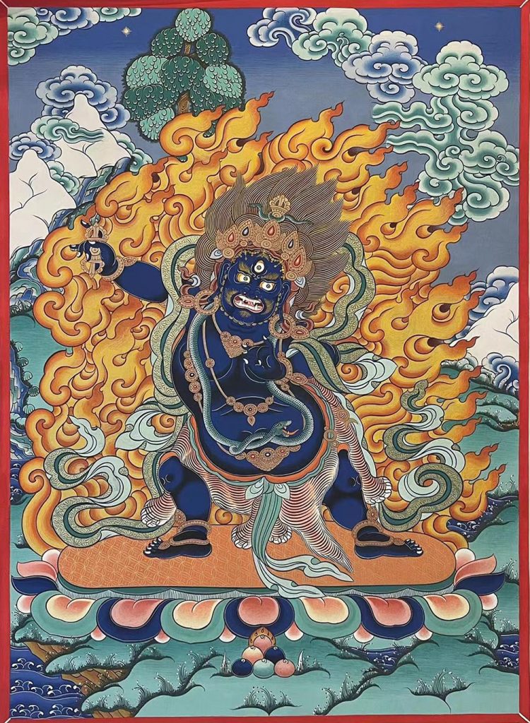 唐卡寄卖编号：JM·188-533659-金刚手菩萨大力本尊吉祥供养图（彩唐